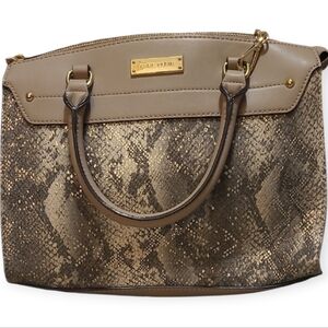 Anne Klein Snakeskin Patterned Satchel in Tan and Gold. No Callouts Nwot